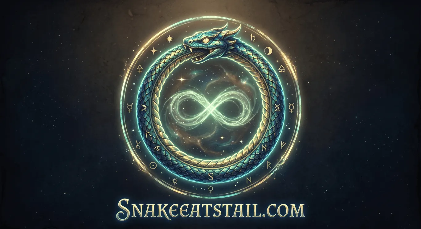 Ouroboros — a serpent eating its own tail, symbolizing eternity and cyclical renewal